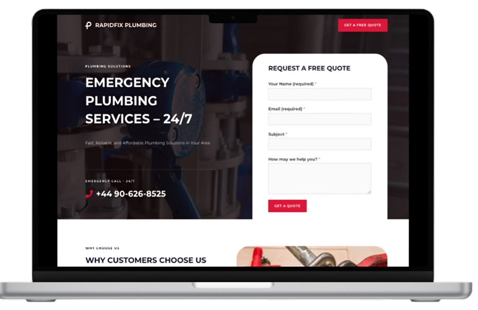 pluming landing page